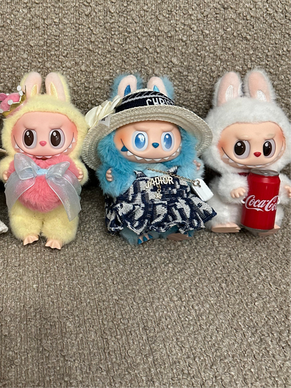 Christian Dior-Inspired Summer Outfit for Labubu incl. Dress, Bag, Hat or Bow