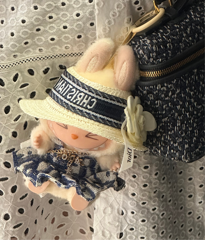 Christian Dior-Inspired Summer Outfit for Labubu incl. Dress, Bag, Hat or Bow