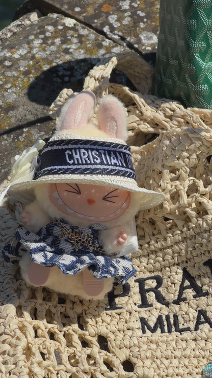 Christian Dior-Inspired Summer Outfit for Labubu incl. Dress, Bag, Hat or Bow